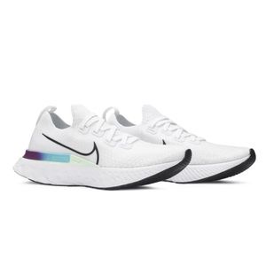 Nike White and Black Sneakers with Multicolor Accent